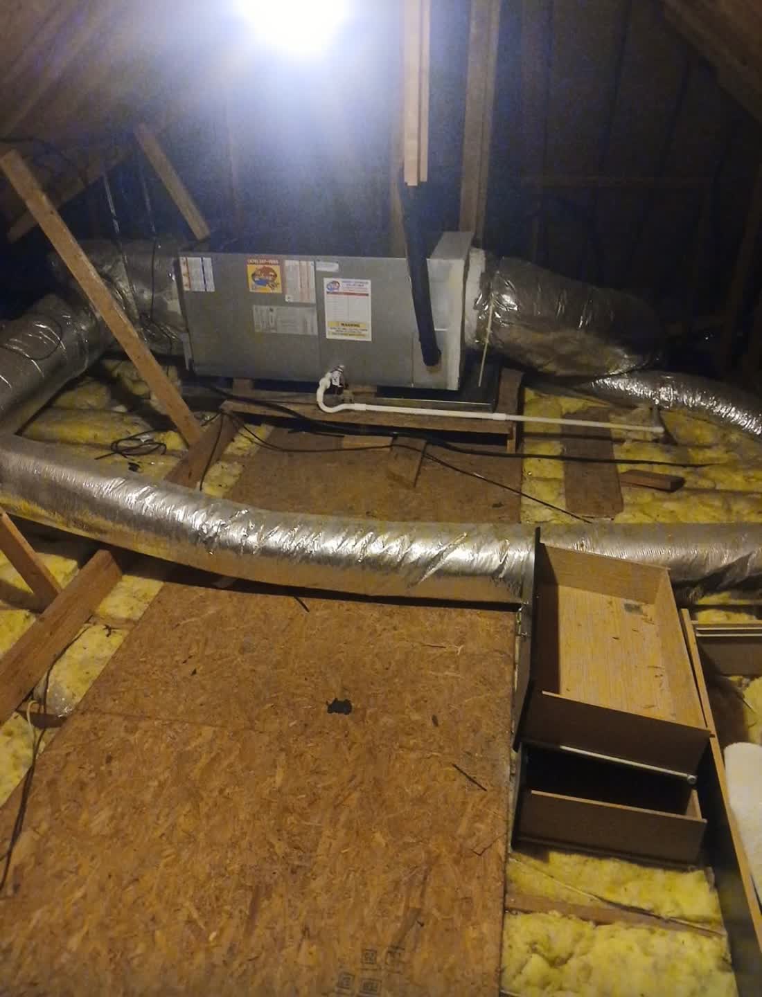 Attic-mounted air handler serviced by Sweet Georgia Heating and Air in an older Emanuel County home
